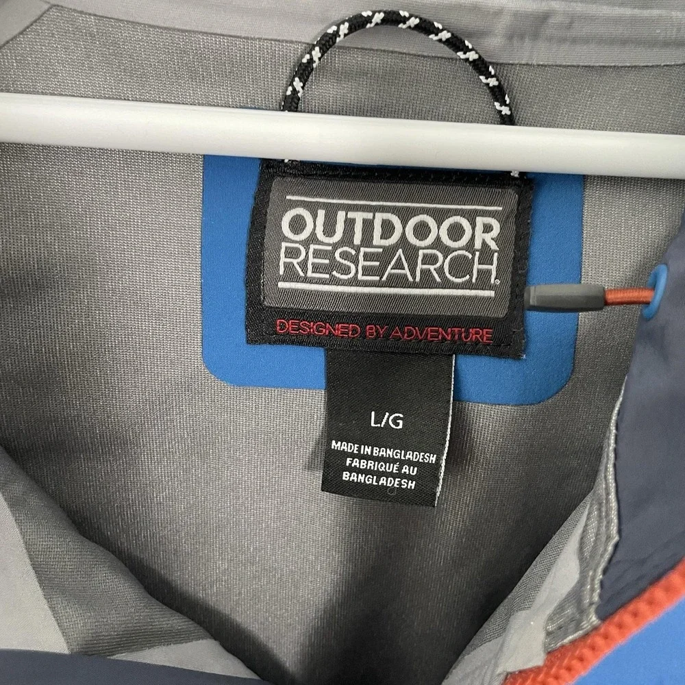Outdoor Research Skyward II Jacket Mens Large Blue AscentShell Hooded Ski Shell